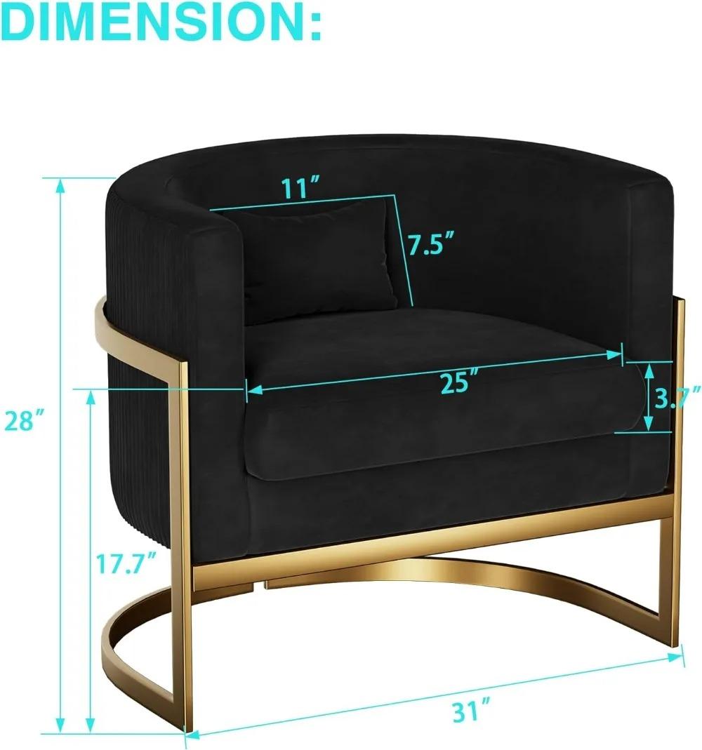 Drenie™ Gold Modern Barrel Accent Chair | Upholstered Sofa Chair for Living Room