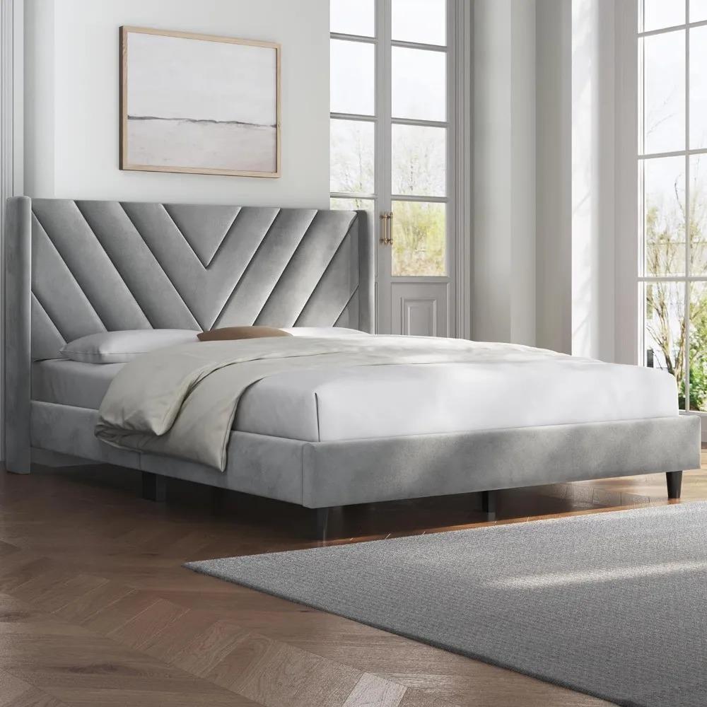 Drenie™ Queen Bed Frame | Upholstered Platform Bed with Tufted Headboard