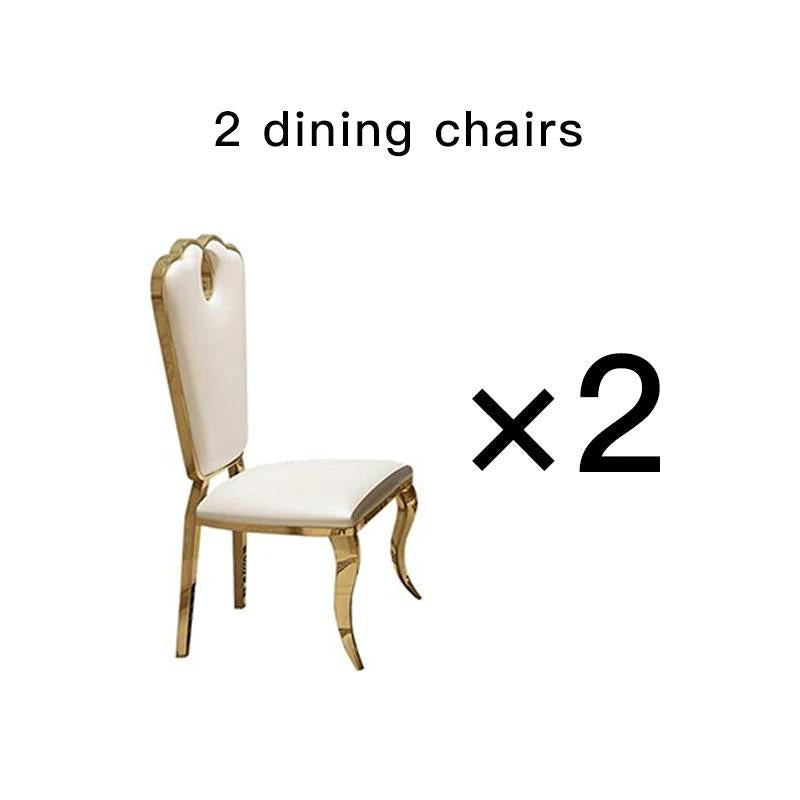 Drenie™ Modern Marble Dining Table & Chairs Set | Stainless Steel Legs & Carved Golden Mesas