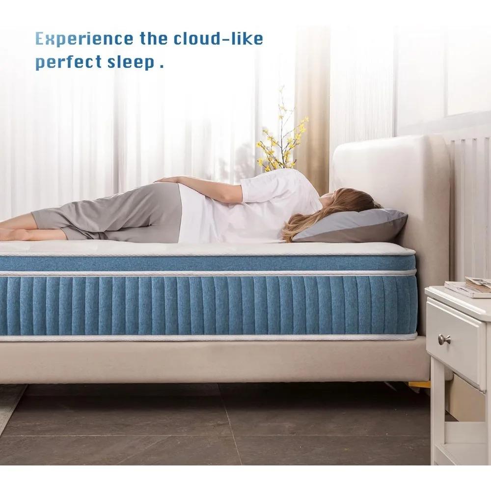 Drenie™ 14 Inch Hybrid Queen Mattress | Gel Memory Foam & Innerspring Support