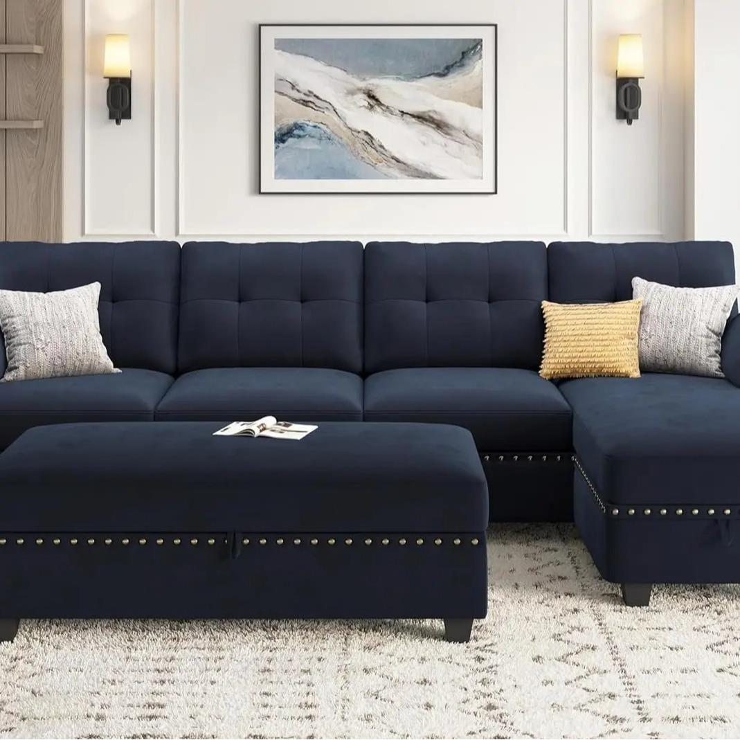 Drenie™ Convertible Sectional Sofa Set with Storage Ottoman | Reversible Sofa