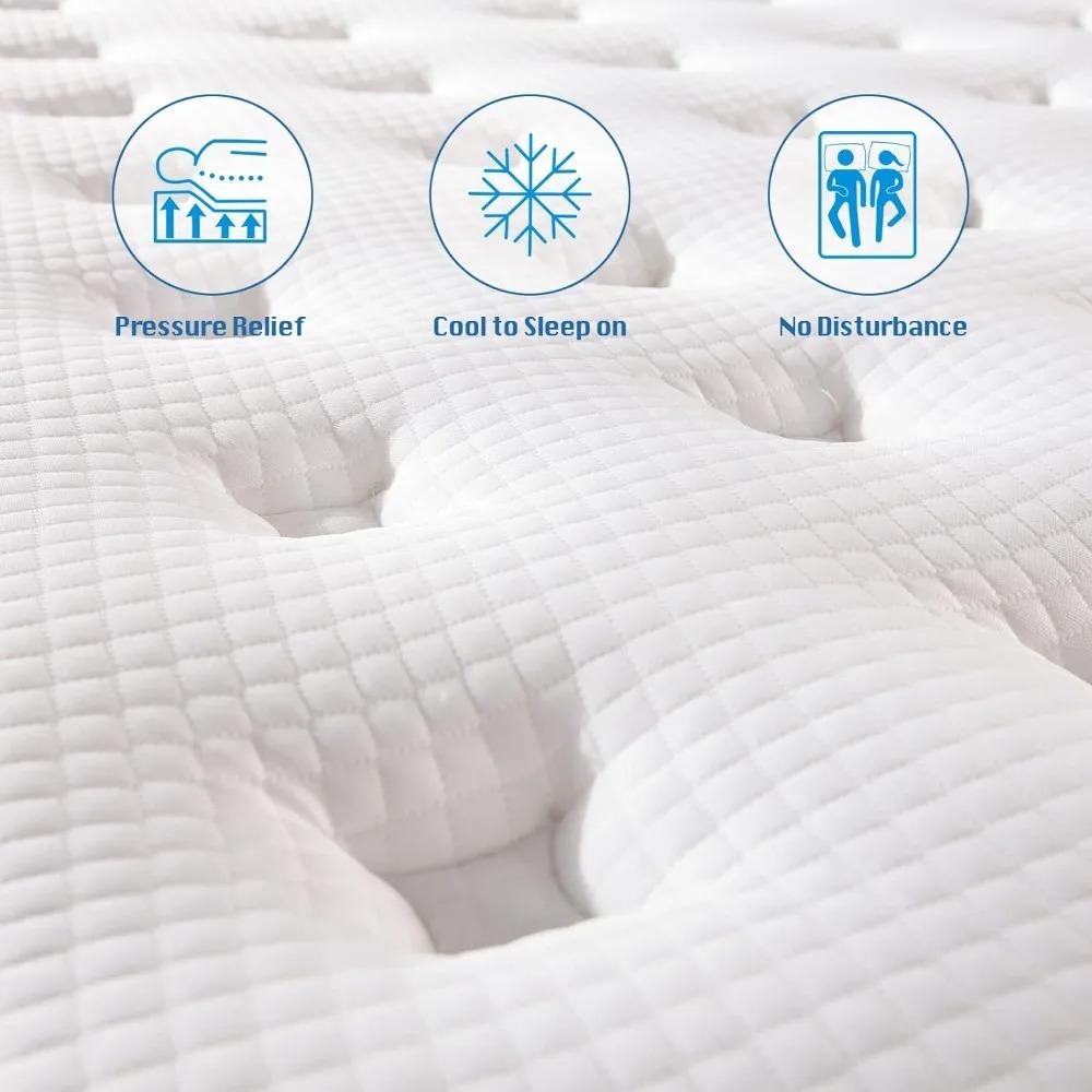 Drenie™ 14 Inch Hybrid Queen Mattress | Gel Memory Foam & Innerspring Support