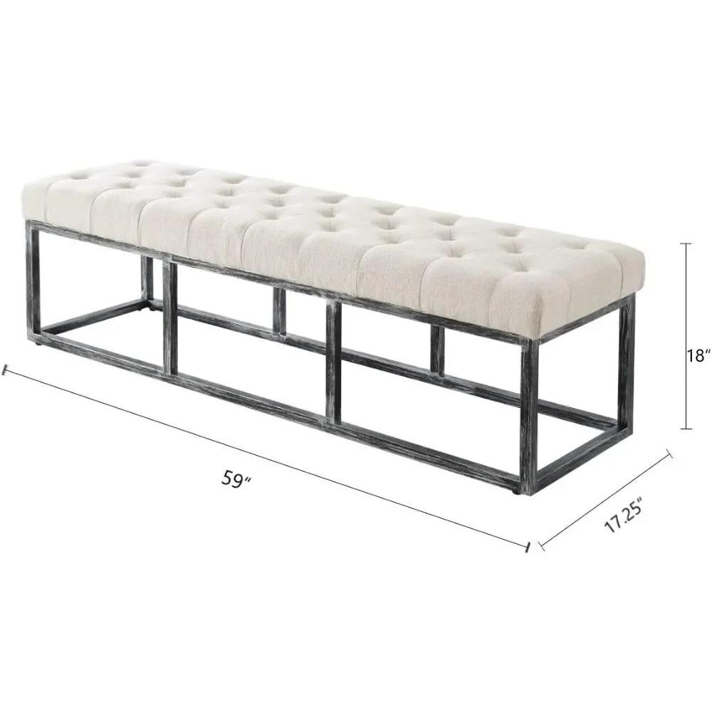 Drenie™ Tufted Long Bench Seat with Metal Frame | Bedroom Ottoman