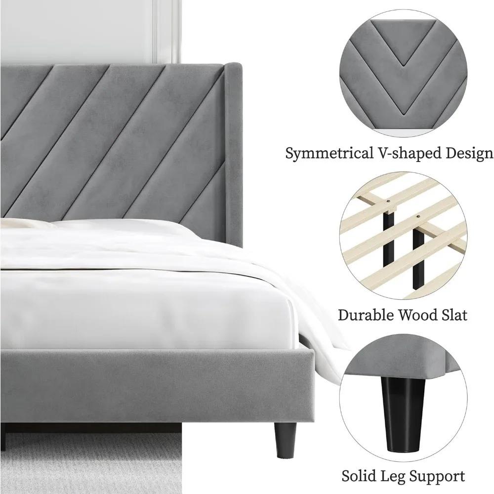 Drenie™ Queen Bed Frame | Upholstered Platform Bed with Tufted Headboard