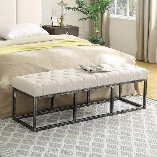 Drenie™ Tufted Long Bench Seat with Metal Frame | Bedroom Ottoman