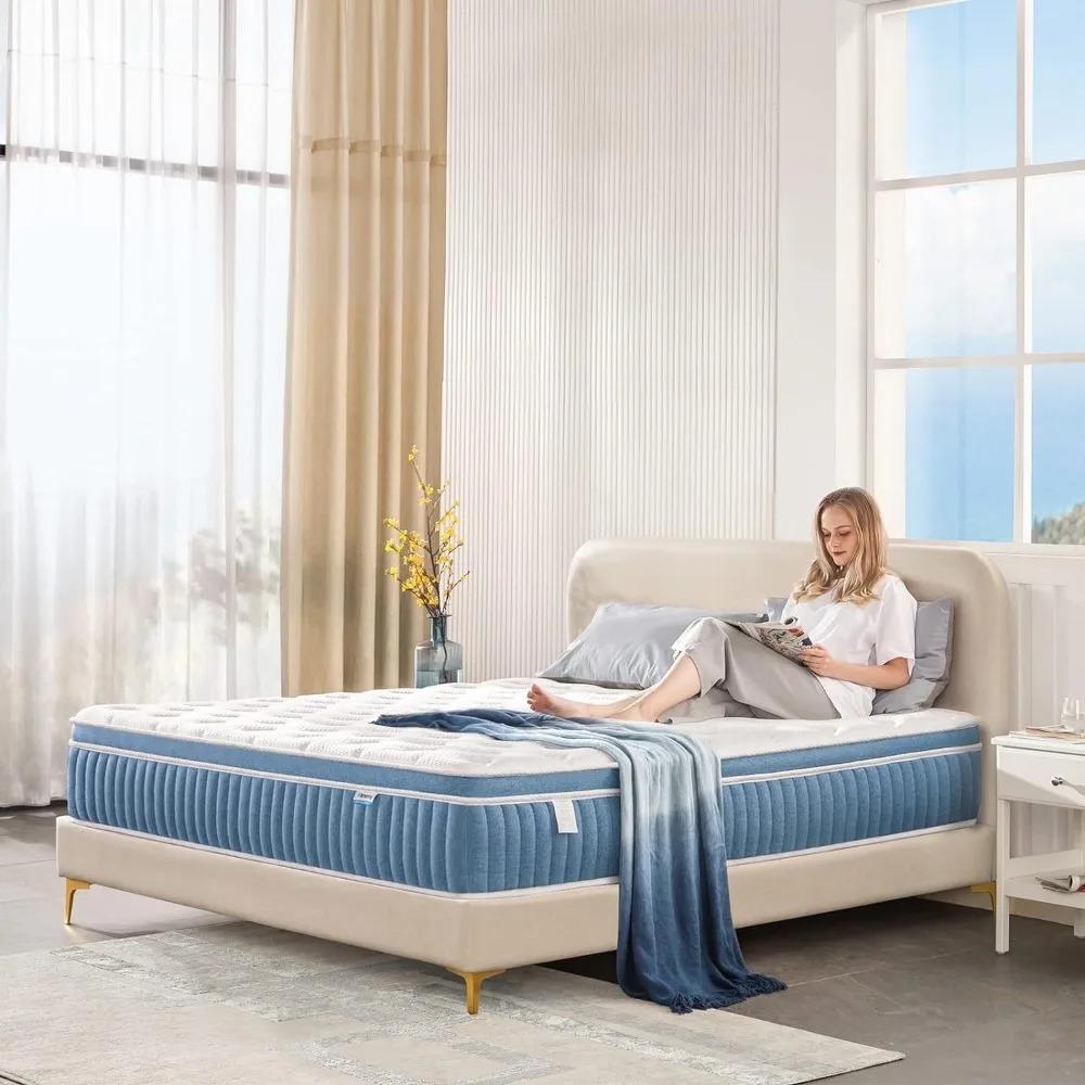 Drenie™ 14 Inch Hybrid Queen Mattress | Gel Memory Foam & Innerspring Support