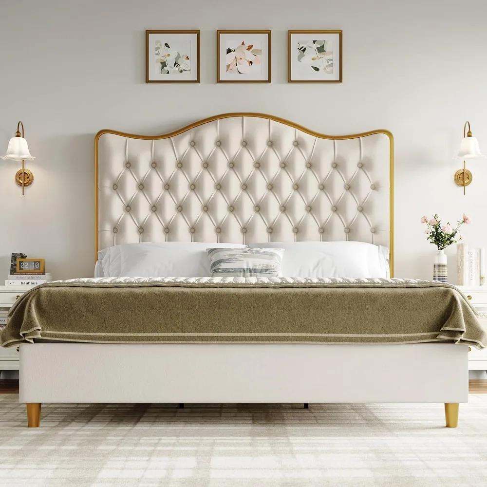 Drenie™ Queen Bed Frame | Upholstered Platform Bed with Tufted Headboard