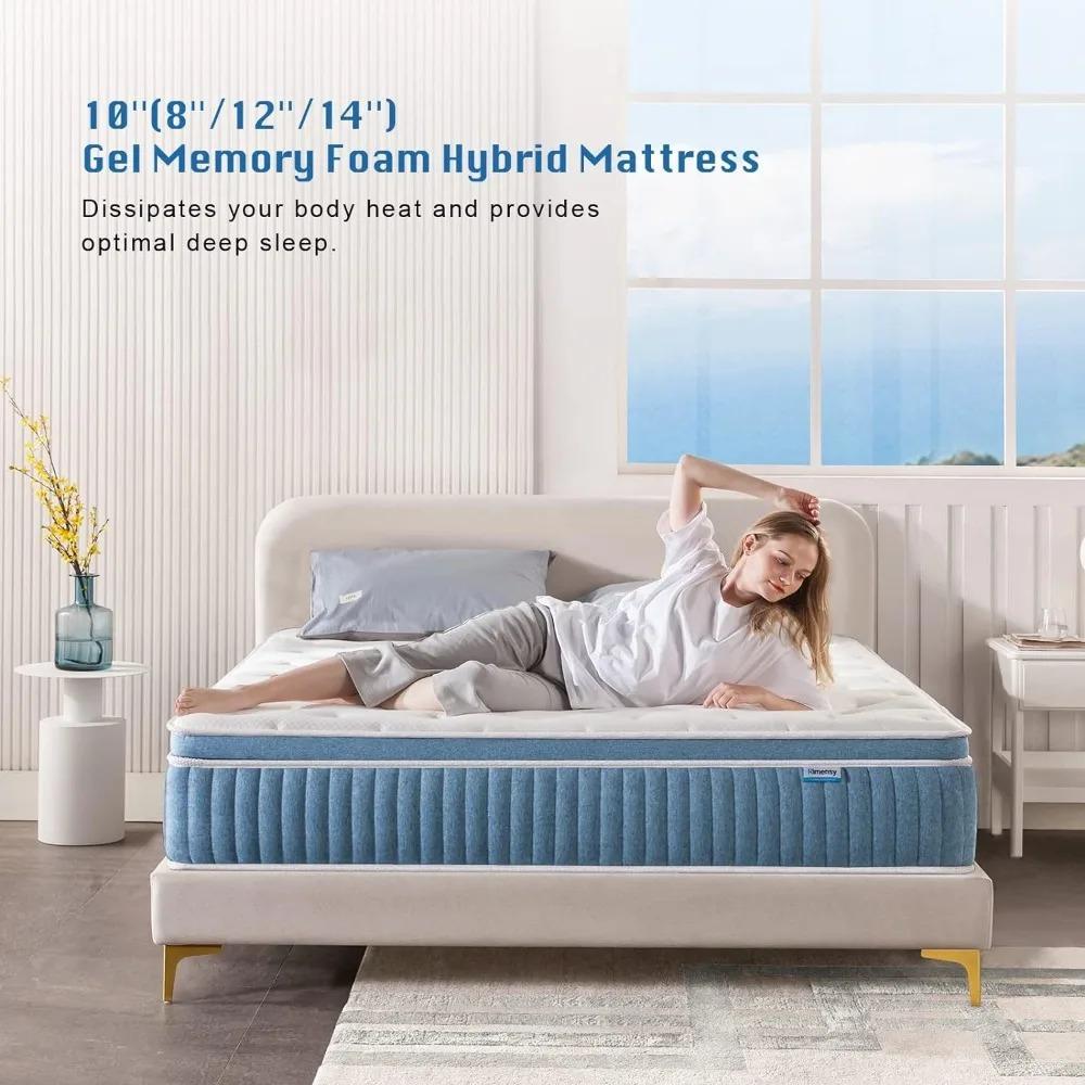 Drenie™ 14 Inch Hybrid Queen Mattress | Gel Memory Foam & Innerspring Support