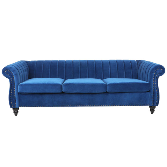 Drenie™ 3-Seater Chesterfield Sofa | Rolled Arm Velvet Couch - 177x61x53CM