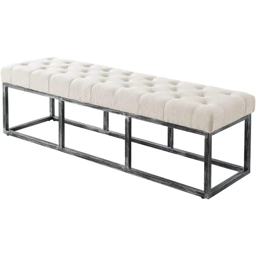 Drenie™ Tufted Long Bench Seat with Metal Frame | Bedroom Ottoman